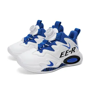 Scarpe da basket blu e bianche per ragazzi con sistema di chiusura a rotella