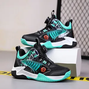 Ademende basketbalschoenen voor kinderen met trendy draaiknop sluitingssysteem