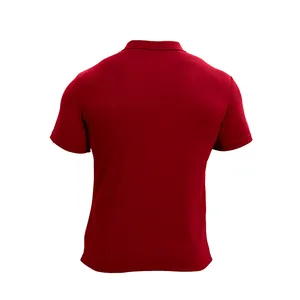 Vista posteriore di una polo da uomo a maniche corte bordeaux tinta unita traspirante.