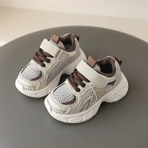 Breathable mesh sneakers for toddlers with soft sole and hook-and-loop strap closure