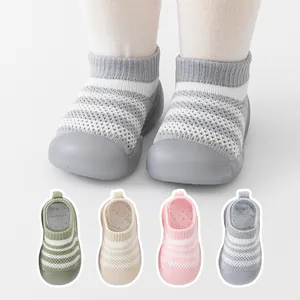 Infant Baby Walking Shoes Soft Sole Anti Slip Toddler Sock Shoes Breathable Striped Knit Prewalker Shoes For Boys Girls