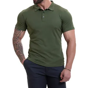 Polo da Uomo Casual a Manica Corta Tinta Unita Revers Traspirante Tessuto in Poliestere Estate Tops
