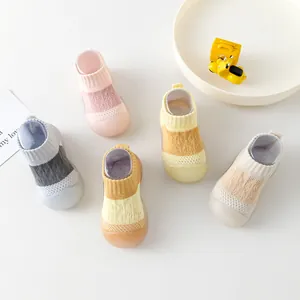 Breathable mesh baby walking shoes with non-slip soft soles in various pastel colors