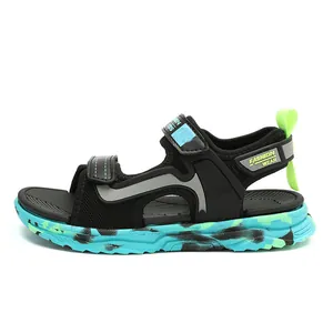 Stylish boys' black and turquoise sports sandals with soft soles for summer beach