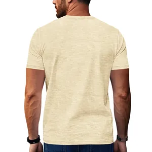 Detail view showing the back fit and slub cotton texture of a men's casual T-shirt