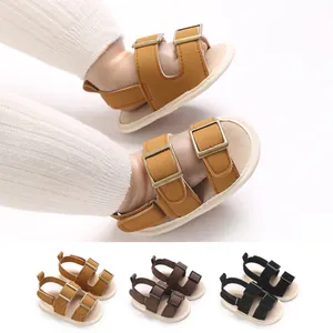 Sandali Estivi per Neonato Scarpe Primi Passi Suola Morbida Pelle PU Doppia Fibbia Casual Spiaggia Primi Passi