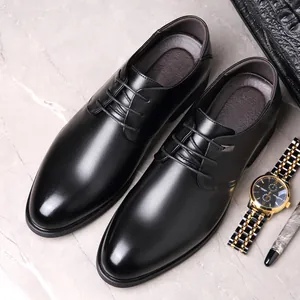 Chaussures de Ville pour Hommes en Cuir de Vache Grandissant Lacets Chaussures Formelles pour Bureau Mariage Business