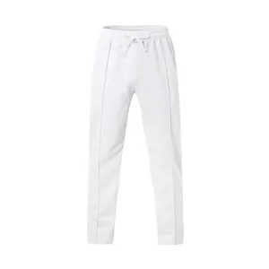 Pantalón de chándal blanco para hombre con cintura con cordón y costuras verticales