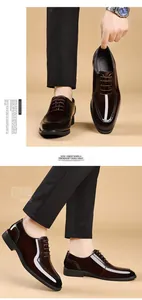Detailansicht glänzender dunkelbrauner Herren-Lacklederschuhe für Business-Anlässe