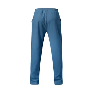 Vista trasera detallada de cómodos pantalones deportivos azules para hombre con cintura