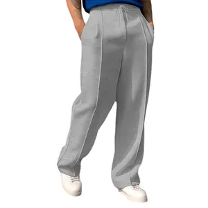 Vista inferior de pantalones de chándal grises para hombre, ajuste holgado