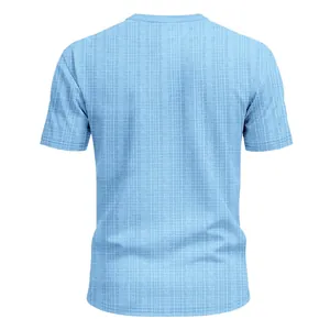 Back view of light blue men's t-shirt featuring imitation linen bamboo texture