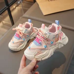 Atmungsaktive Mesh-Sneaker für Kinder, leichte Laufschuhe in Rosa und Blau für Schüler