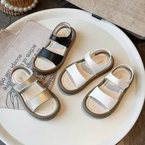 Minimalist girls summer sandals with soft soles and hook-and-loop straps in multi colors