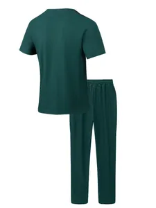 Ensemble décontracté deux pièces en maille gaufrée vert forêt pour homme, vue arrière