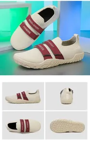 Vues multi-angles de chaussures de fitness beige avec semelle en caoutchouc texturée