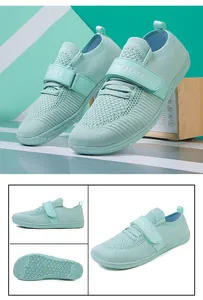 Detaillierte Mehrwinkelansicht atmungsaktiver, mintgrüner Flyknit-Walking-Schuhe