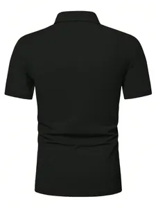 Klassisches schwarzes Herren-Kurzarm-Poloshirt, Rückansicht und sportliche Passform