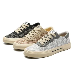 Baskets en toile imprimée pour hommes, coupe basse, disponibles en trois coloris