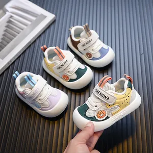 Breathable Mesh Baby Walking Shoes Synthetic Leather Patch Soft Sole Non-Slip Casual Sneakers Infant Toddler First Walkers