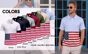 Polo pour homme avec imprimé drapeau américain disponible en plusieurs coloris variés