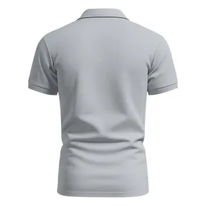Vista posteriore di polo da uomo in seta ghiaccio a rapida asciugatura, grigio