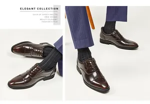 Detailed view of elegant brown patent leather Oxford shoes with polished cap toe finish