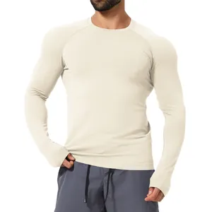 Men's slim fit seamless long sleeve sports shirt for fitness and outdoor running