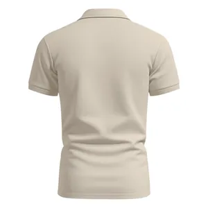 Polo classique en soie glacée pour homme, séchage rapide, beige, vue de dos ajustée