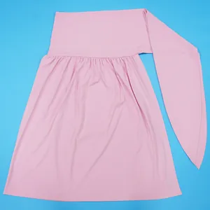 Detailed view of soft pink fabric on a sexy solid color slit skirt set garment