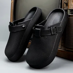 Breathable black EVA clogs for beach and outdoor use with premium non-slip texture design.