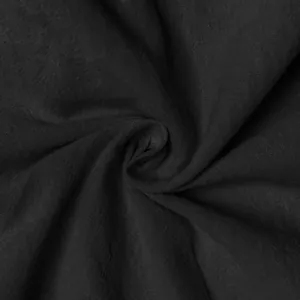 Detailed macro view of black linen fabric texture showing natural weave details