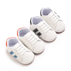 Four pairs of infant soft-sole sneakers for babies 0-18 months in various colors.