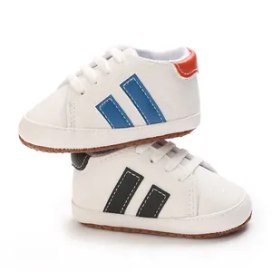 Baby First Walkers Shoes Infant Toddler PU Leather Soft Sole Non-slip Casual Striped Sneakers Prewalker Shoes Boys Girls