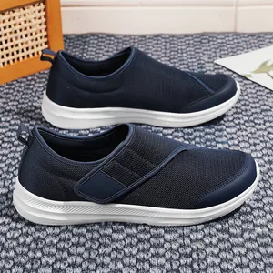 Women Breathable Mesh Walking Shoes For Seniors Summer Outdoor Lightweight Comfortable Hook And Loop Sneakers For Elders Wide Fit Casual Shoes
