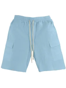 Light blue casual cargo shorts for men featuring a drawstring waist and side pockets