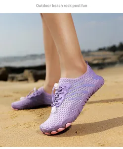 Breathable purple quick-dry water shoes for beach and outdoor fun with anti-slip sole