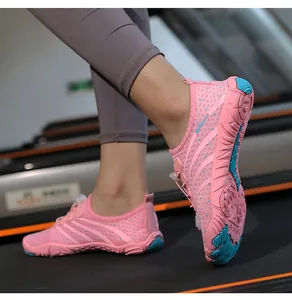 Close-up of pink quick-dry wading shoes with breathable mesh and anti-slip sole
