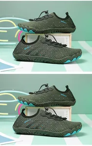 Durable non-slip green water shoes with breathable mesh and quick-dry soft sole