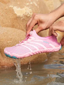 Pink quick-dry water shoes for outdoor activities with non-slip sole and breathable mesh