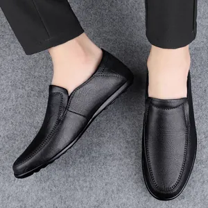 Men Genuine Leather Casual Loafers Slip-on Driving Shoes Summer Soft Sole Comfortable Flat Shoes For Daily Walking Men Footwear