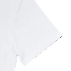 High-quality close-up detail of white quick-dry men's Polo shirt sleeve and stitching