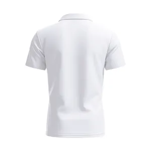 Back view of a classic white short-sleeved quick-dry polo shirt with a stylish collar.