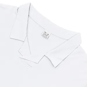 Close-up detail showing the collar and fabric texture of a white quick-dry polo shirt