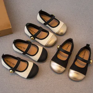 Mädchen Mary Jane Prinzessin Schuhe Tweed PU Leder Klettverschluss Weiche Sohle Rutschfeste Flache Schuhe Für Kleinkinder