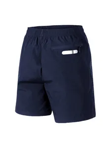 Pantaloncini sportivi blu navy da uomo, asciugatura rapida con vita elastica e tasca