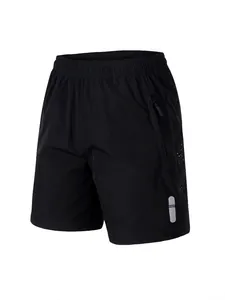 Pantaloncini sportivi neri da uomo a asciugatura rapida con vita elastica e tasca zip
