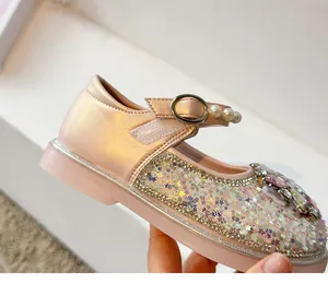 Chaussures de princesse élégantes pour filles avec paillettes et boucle en perles