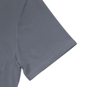 Detail of double-stitched sleeve on men's grey quick-dry breathable sports Polo shirt