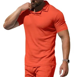 Men's orange quick-dry breathable Polo shirt with matching pants for casual sports